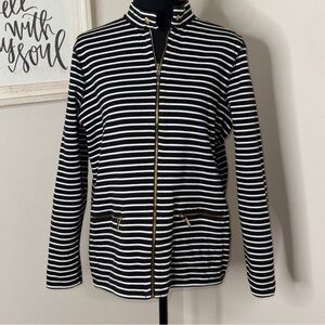 Lauren Ralph Lauren Womens Size 1X Reversible Moto Striped Jacket Black White